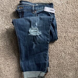 Old Navy Size 14 Boyfriend Straight Dark Wash Distressed Jeans NWT